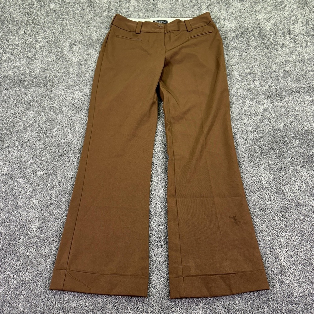 Bobby J Pants Womens 9/10 Brown Dress Twill Cuffed Stretch Casual Work Office